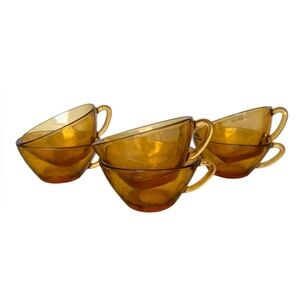 set of 6 vintage vereco small amber glass cups